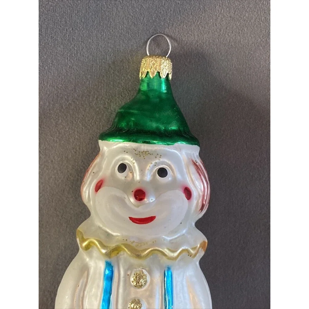 Vintage Mercury Glass Clown Christmas Ornament Lot Of 5 Hanging Holiday Tree